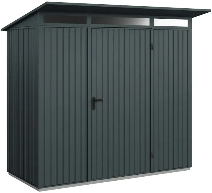 Hörmann Metall-Gerätehaus Berry mit Pultdach B 238 x T 107 cm (Typ 1), Motiv Classic (mit schmalen Lamellen), Einzeltür Türanschlag rechts, Anthrazitgrau (RAL 7016)