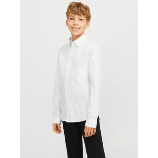 Jack & Jones Junior "JJEAXEL elastisch und einfach kombinierbar", Jungen, Gr. 176, N-Gr, weiß, Web, Obermaterial: 97% Baumwolle, 3% Elasthan, unifarben, regular fit Po-bedeckend, 2-Knopf-Manschette, Hemden, unifarben, modisch, regular fit, Web, Hemdkragen