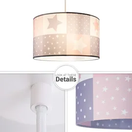 Paco Home Kinderlampe Deckenlampe LED Pendelleuchte Kinderzimmer Lampe Sternen Motiv E27 Leuchten Farbe / Größe Pink (Ø38cm) - Weiß