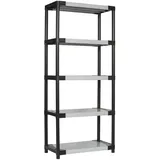 Bayersystem SMARTPLAST 800 Lagerregal Kunststoffregal mit 5 Regalböden, 185x80x40 cm, bis 350 kg, Schwerlastregal, Kellerregal, Werkstattregal, aus Kunststoff, Grau/Schwarz