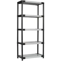 Bayersystem SMARTPLAST 800 Lagerregal Kunststoffregal mit 5 Regalböden, 185x80x40 cm, bis 350 kg, Schwerlastregal, Kellerregal, Werkstattregal, aus Kunststoff, Grau/Schwarz