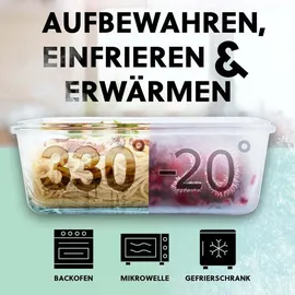 GOURMETmaxx Glas-Frischhaltedosen Klick-It 3 Dosen 900 ml | Als Brotdose oder für Meal Prep | Spülmaschinen- Mikrowellen- und Gefrierschrankgeeignet | Aufbewahrungsbox-Deckel