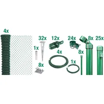 GAH Alberts Alberts Maschendrahtzaun Komplettset mit Bodenhülsen, Grün, 1,25 m hoch, 60 m lang