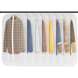 GoMaihe Kleidersack | 8 Stück Kleidersäcke 60*100cm,Anzug Aufbewahrung,Kleid Organizer,Transparente Kleiderschutzhülle mit Reißverschluss, Kleiderschutz für Hemden Wintermantel Sakko Abendkleider Etc