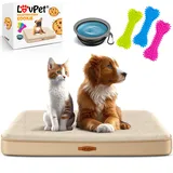 LOVPET LovPet® Hundebett orthopädisches Hundekissen Hundekorb Cookie, Inkl. Napf + 3X Kauknochen, Hundesofa für Kleine, Mittelgroße & Große Hunde, Bezug abnehmbar und waschbar