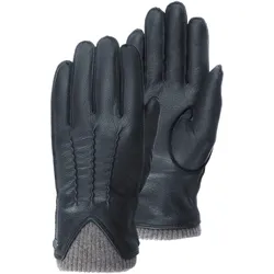 Lederhandschuhe PEARLWOOD "John", Damen, Gr. 9, schwarz, Ziegenleder, unifarben, casual,klassisch, Handschuhe, Elastischer Bund mit dekorativer Ziernaht