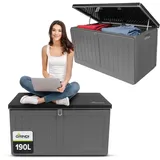 Grindi - Aufbewahrungsbox mit Deckel - Auflagenbox Morus - Gartenbox - Kissenbox 190 L - Wassersichere Outdoor Paketbox, Gartenschrank & Truhe, wetterfest für Balkon, Gartenhaus, Geräteschuppen