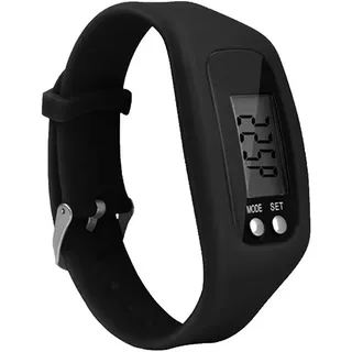 Sport Laufen Silikon Schrittzähler Kalorien Schrittzähler Digitaluhr Armband-Schwarz