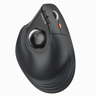 ProtoArc EM05 NL Vertikale Trackball Maus, Kabellos Bluetooth Rollerball Maus mit Fingerbedienung, Wiederaufladbare, 3-Geräte Verbindung, Kompatibel mit iPad Mac PC Laptop - Schwarz
