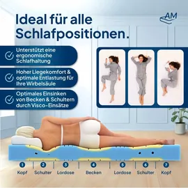 AM Qualitätsmatratzen Premium Plus 7-Zonen Kaltschaummatratze 160 x 200 cm H2
