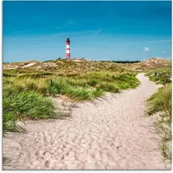 Glasbild ARTLAND "Leuchtturm auf der Insel Amrum", blau (farbe bild(er): blau), B:20cm H:20cm, Bilder, in verschiedenen Größen