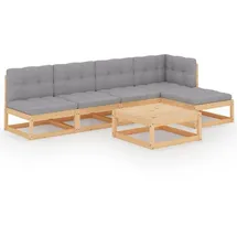 vidaXL Garten-Lounge-Set 6-tlg. Kiefer Massivholz beige/grau