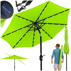 KESSER® Sonnenschirm Balkonschirm LED Solar mit Kurbel Inkl. 2in1 Schutzhülle Transporttasche, Gartenschirm, Schirm  für Balkon Garten & Terrasse verstellbar knickbar