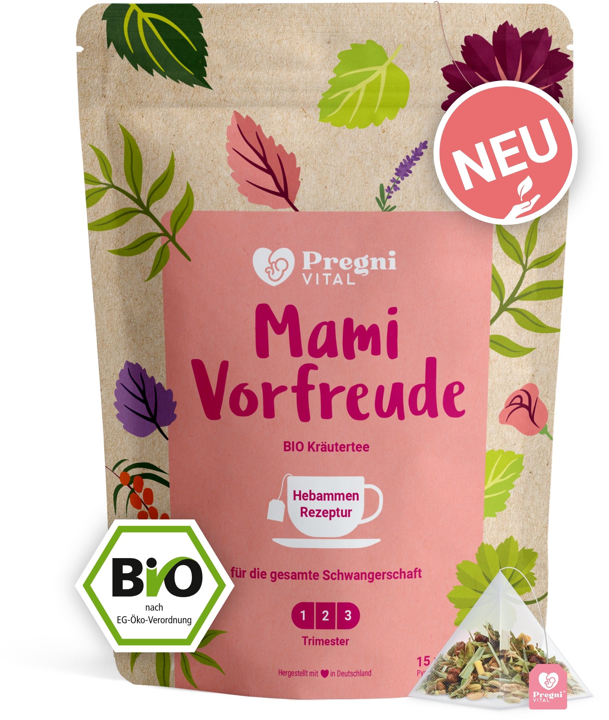 Mami Vorfreude BIO Schwangerschaftstee für die gesamte Schwangerschaft - von PregniVital® Tee 15 St