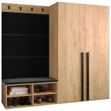 ABIKS MÖBEL Garderoben-Set MIRO Set 5, Garderobe mit gepolsterten Paneelen, Modern Design schwarz