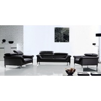 JVmoebel Sofa Ledersofa Couch Wohnlandschaft 3+2 Sitzer Design Modern Sofa Schwarze, Made in Europe schwarz