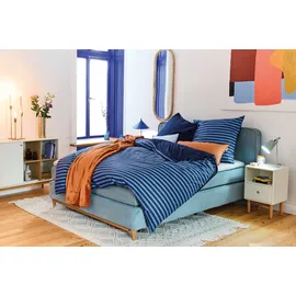 Tom Tailor Renforcé Bettwäsche MEDIUM STRIPES Blau 155 x 220 cm + 80 x 80 cm