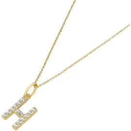 Luigi Merano Kette mit Anhänger Buchstabe H mit Zirkonia Gold 375