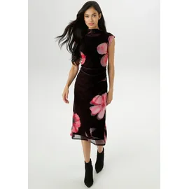 Aniston SELECTED Midikleid Geblümt Schwarz/Rot 40