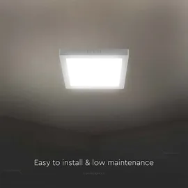 V-Tac LED Deckenlampe Wohnzimmerleuchte Flurlampe Aufbau-panel quadratisch Küchenleuchte, Kunststoff weiß, 18w 1980lm 6500k kaltweiß, L 21,4 cm, 2er Set