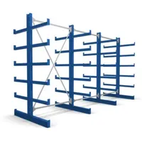 Stier Kragarmregal doppelseitig 3 Felder mit 5 Ebenen 3900x2000x500mm enzianblau