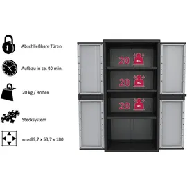 terry store-age XL Jumbo Qblack 0,90 x 0,54 x 1,80 m schwarz/grau