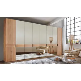 Wiemann Drehtürenschrank WIEMANN "Cardiff, Massivholztüren in Kombination mit Glas- oder Spiegeltüren", braun (parsol, bronze, spiegelglas), B:393,1cm H:236cm T:58cm, Floatglas, Hartfaserplatte, Holzwerkstoff, Massivholz, Schränke, Drehtürenschrank, hochwertiges