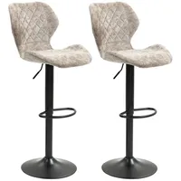 Homcom Barhocker 2er-Set, Drehbar Höhenverstellbar Barstuhl mit Chenille-Optik, Gepolstert