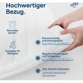 AM Qualitätsmatratzen Premium Viscoschaum Topper 80 x 210 cm weiß