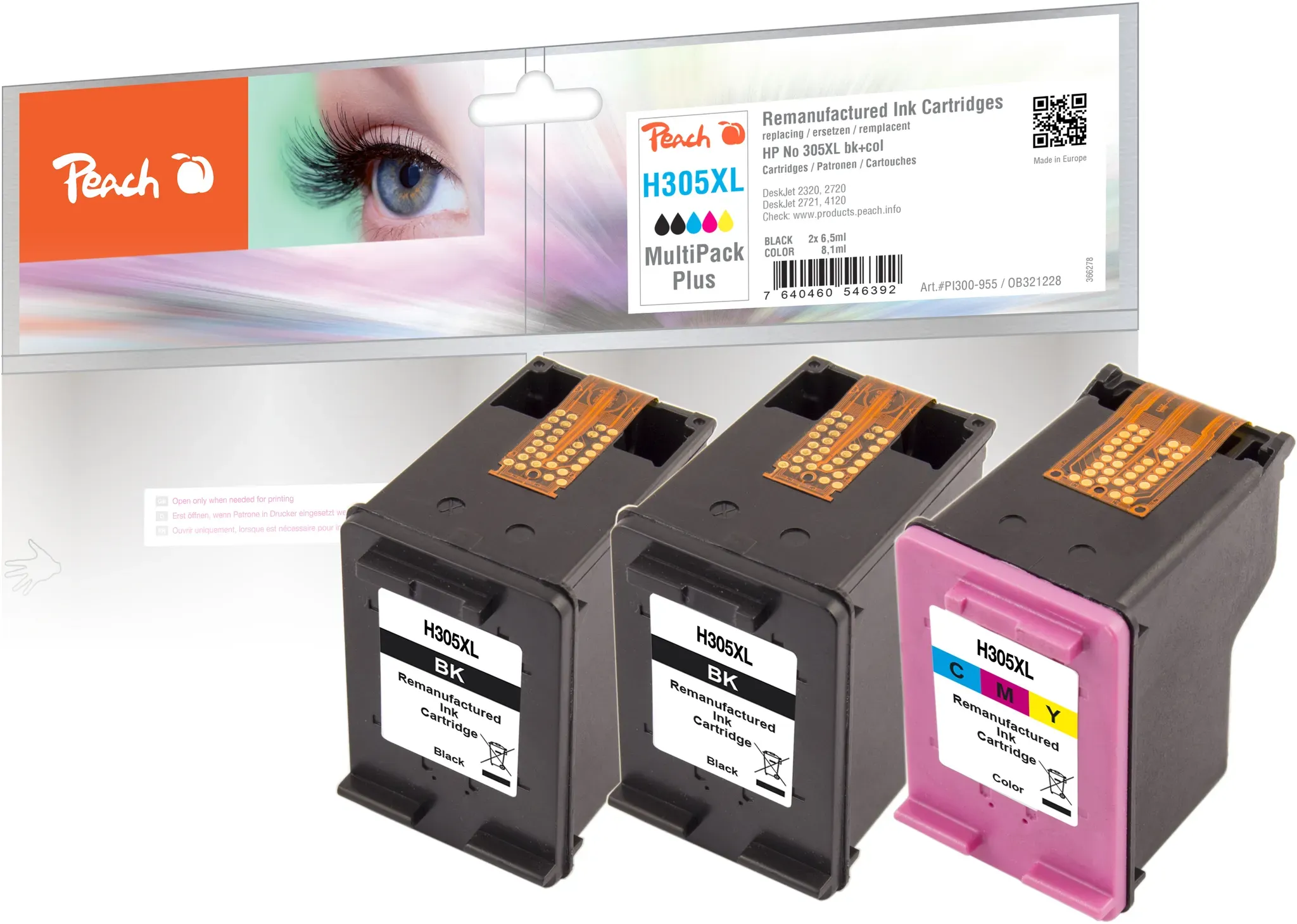 Peach Spar Pack Plus Druckköpfe kompatibel zu HP No. 305XL, 3YM62AE*2, 3YM63AE