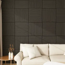 [neu.holz] Akustik-Wandpaneel Vang dunkelgrau 8 St. 60 x 60 cm