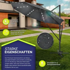 tillvex Premium Alu Sonnenschirm 330 x 330 cm Anthrazit