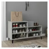 furnicato Schuhregal 102x36x60 cm Betongrau aus Holzwerkstoff und Metall, 1-tlg., Stabiler Beistellschrank mit 5 Fächern und Ablage für Dekoration grau