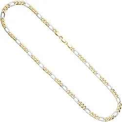 Goldkette JOBO, gold (gelbgold 333), Halsketten, Damen, Gelbgold 333-Weißgold 333, L: 50cm, Gelbgold 333, Weißgold 333, Figarokette 333 Gold bicolor 50 cm