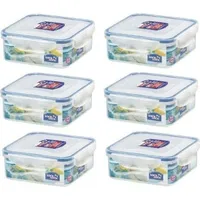 Lock & Lock Frischhaltedose quadratisch weiß 0,87 l 6-teiliges Set