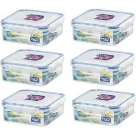 Lock & Lock Frischhaltedose quadratisch weiß 0,87 l 6-teiliges Set