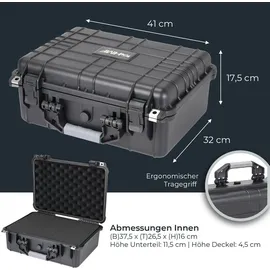HMF ODK100 Outdoor-Fotokoffer, Transportkoffer mit Rasterschaumstoff, 41 x 32 x 17,5 cm