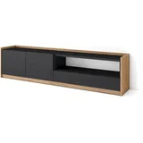 SKRAUT HOME Lowboard 207x50x37 cm Schwarz Eiche Holzwerkstoff