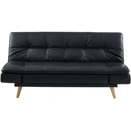 vente-unique Schlafsofa Zarina 3-Sitzer, Kunstleder, Schwarz