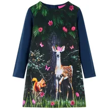 vidaXL Kinderkleid mit Langen Ärmeln Marineblau 128