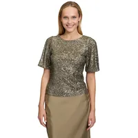 Vera Mont Pailletten-Bluse mit Flügelärmeln in Turf | Gr.: