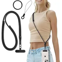 Casecret Handykette Universal Verstellbar Handyband zum Umhängen Handy Kette Lanyard Umhängeband für Damen Herren mit Patch Kordel für iPhone Samsung Xiaomi Sport Reise Outdoor Angenehm Schwarz
