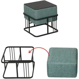 [en.casa] Hocker, Multifunktionaler stapelbarer Sitzhocker Tas 2er Set quadratisch Grün