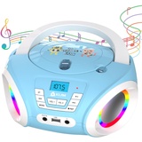 KLIM Candy Kids Boombox CD-Player für Kinder NEU 2024 + UKW-Radio + Inklusive Batterien + Blaues Radio - CD Spieler Kinder mit Lautsprechern + Perfekt für Kinder und Kleinkinder