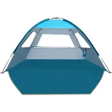 COMMOUDS Strandmuschel 3-4 Personen UV-Schutz 50+ blau Pop-Up Outdoor