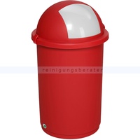 Mülleimer VAR Abfallbehälter Pushbin 50 L rot mit Einwurfklappe, aus Kunststoff, abnehmbares Kopfteil