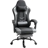 Vinsetto Ergonomischer Gaming Stuhl Bürostuhl Schreibtischstuhl, Drehstuhl Höhenverstellbar, Verstellbares Lendenkissen mit Fußstützen Schwarz 62x52x128 cm