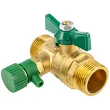 Hermann Schmidt - UNIWATER System Kugelhahn mit Entleerung und Flügelgriff 1439, DVGW beidseitig 3/4 Zoll Ag (dn 15)