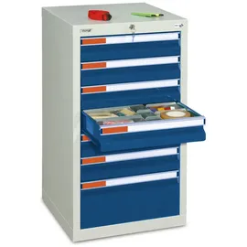 stumpf metall Schubladenschrank Serie Esta 7 Schubladen lichtgrau