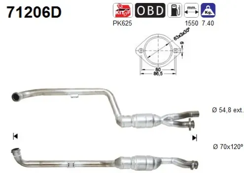 AS Katalysator 71206d für Mercedes